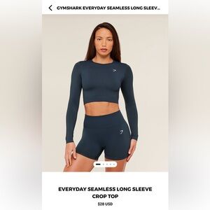 Gymshark Navy Long Sleeve Crop Top Long Sleeve